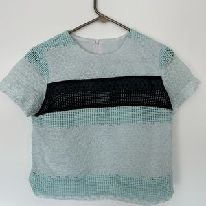 Floral Embroidered Short Sleeve Top Size S